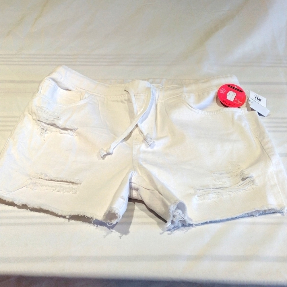 Ymi XL HIGH RISE JEAN JOGGER SHORTS WHITE DREAM COLLECTION NWT